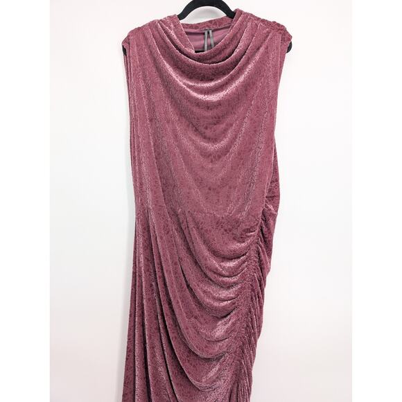 NWT Anthropologie Maya Ruched Cowl Neck Midi Dress Mesh Velvet Sz Plus 2X #8A508 - Picture 4 of 11